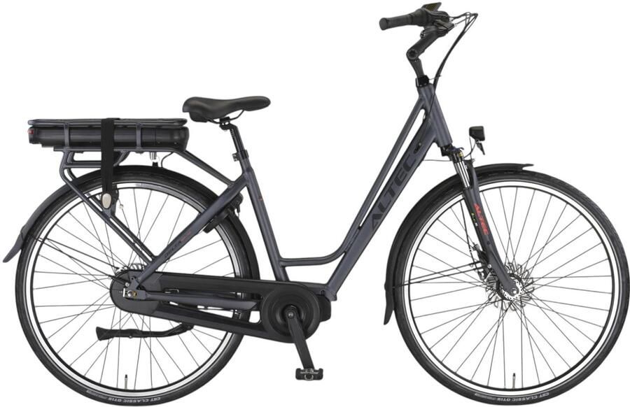 Altec Delta Elektrische Fiets Mat Grijs 28 inch 53 cm Accu 518Wh (37V 14Ah) 80Nm Ananda Middenmotor Shimano Nexus 7 Versnellingen Rollerbrakes