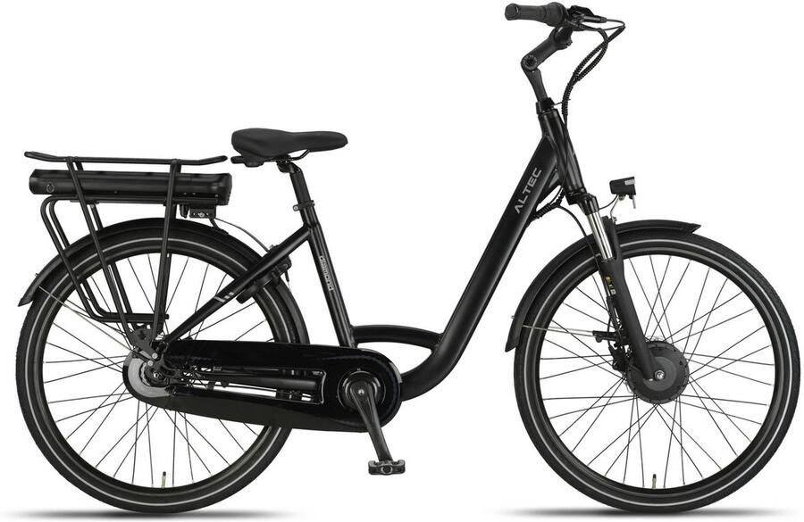 Altec Diamond Elektrische Fiets Mat Zwart 26 inch 44 cm 250W (42Nm) Voorwielmotor Accu 468Wh (36V 13Ah) Shimano Nexus 7 Versnellingen Hydraulische Remmen