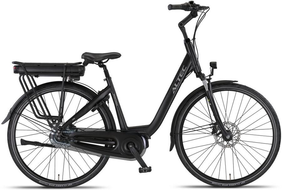 Altec Montana Hydraulische Remmen Elektrische Fiets Mat Zwart 28 inch Accu 518Wh (37V 14Ah) 250W (80Nm) Ananda Middenmotor Shimano Nexus 7 Versnellingen