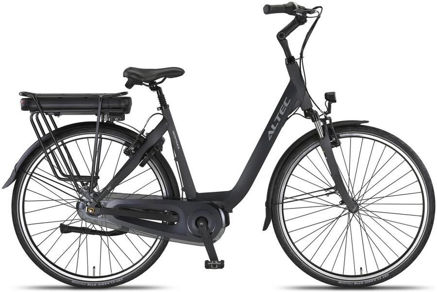 Altec Montana V-Brake Remmen Elektrische Fiets Mat Zwart 28 inch Accu 518Wh (37V 14Ah) 250W (80Nm) Ananda Middenmotor Shimano Nexus 7 Versnellingen