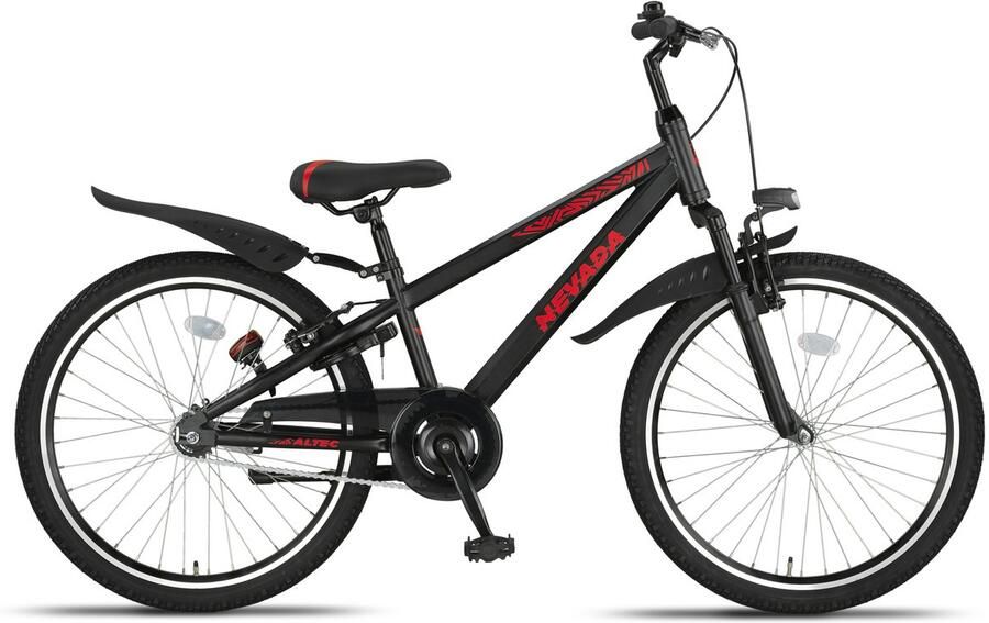 Altec Nevada Jongensfiets 24 Inch Kinderfiets voor 8 tot 12 Jaar 130-145 cm V-Brake + Terugtraprem Zwart