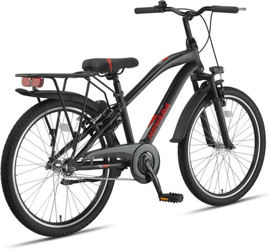 Altec Nevada Jongensfiets 24 Inch Kinderfiets voor 8 tot 12 Jaar 130-145 cm V-Brake + Terugtraprem Zwart
