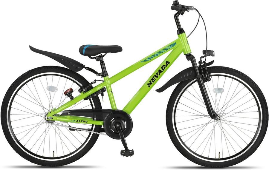 Altec Nevada Jongensfiets 26 Inch Kinderfiets voor 10 tot 14 Jaar 140-155 cm V-Brake + Terugtraprem Neongroen