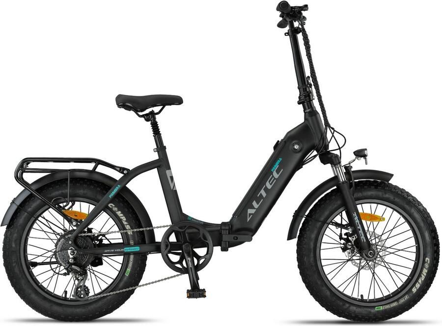 Altec Primera Fatbike Vouwfiets Mat Zwart 20 inch Accu 480Wh (48V 10Ah) 250W (60Nm) Achterwielmotor Shi o 8 Versnellingen