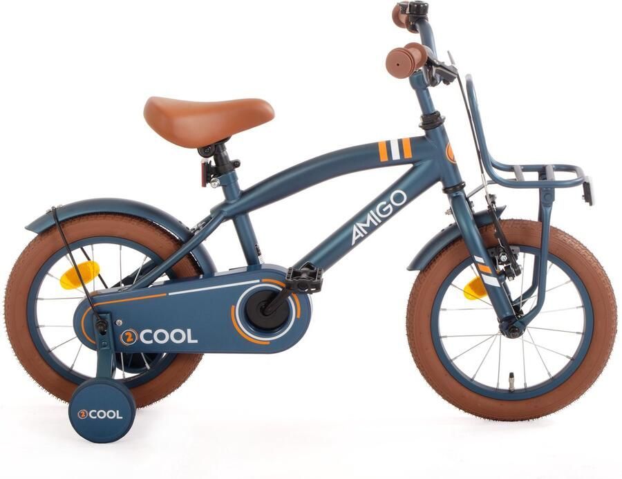 Amigo 2Cool Jongensfiets 14 Inch Kinderfiets voor 3 tot 5 Jaar 95-110 cm Blauw met Zijwieltjes