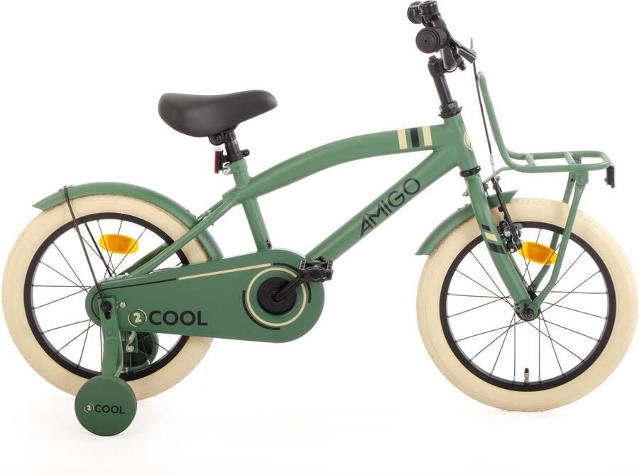 Amigo 2Cool Jongensfiets 16 Inch Kinderfiets voor 4 tot 6 Jaar 100-115 cm Groen met Zijwieltjes