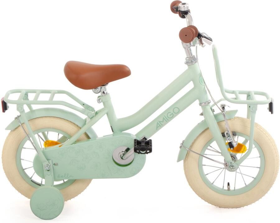 Amigo Bella Meisjesfiets Kinderfiets voor Meisjes- 12 Inch 21 cm Terugtraprem Groen - Foto 2