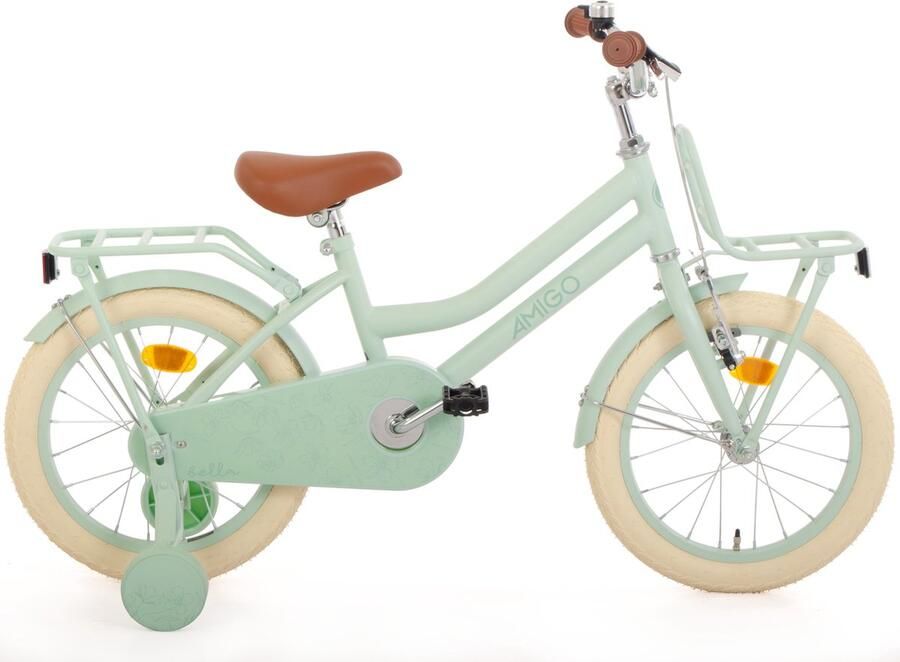 Amigo Bella Meisjesfiets Kinderfiets voor Meisjes- 16 Inch 26 cm Terugtraprem Groen