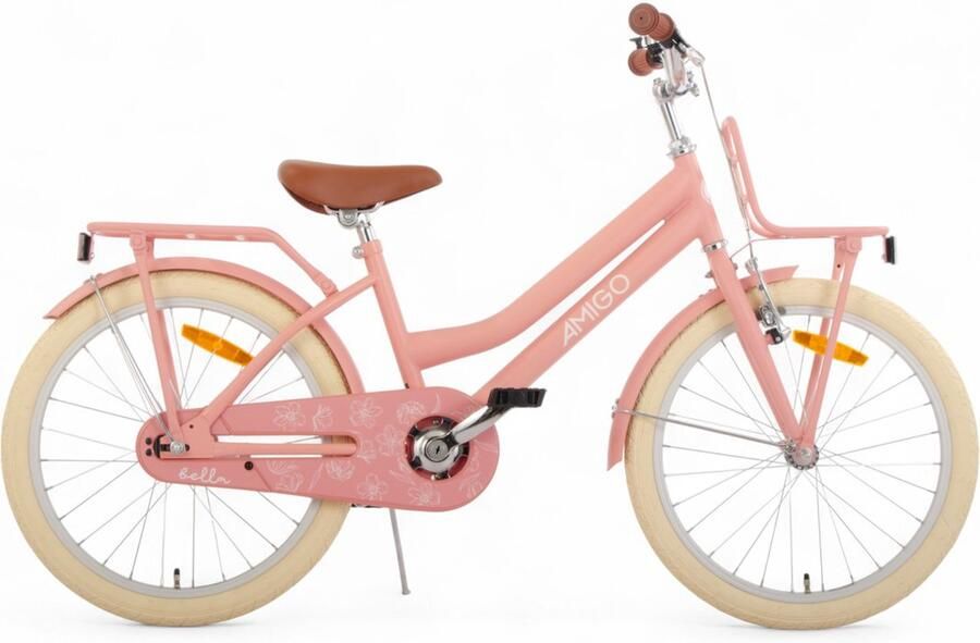 Amigo Bella Meisjesfiets Kinderfiets voor Meisjes 20 Inch Terugtraprem Zalmroze