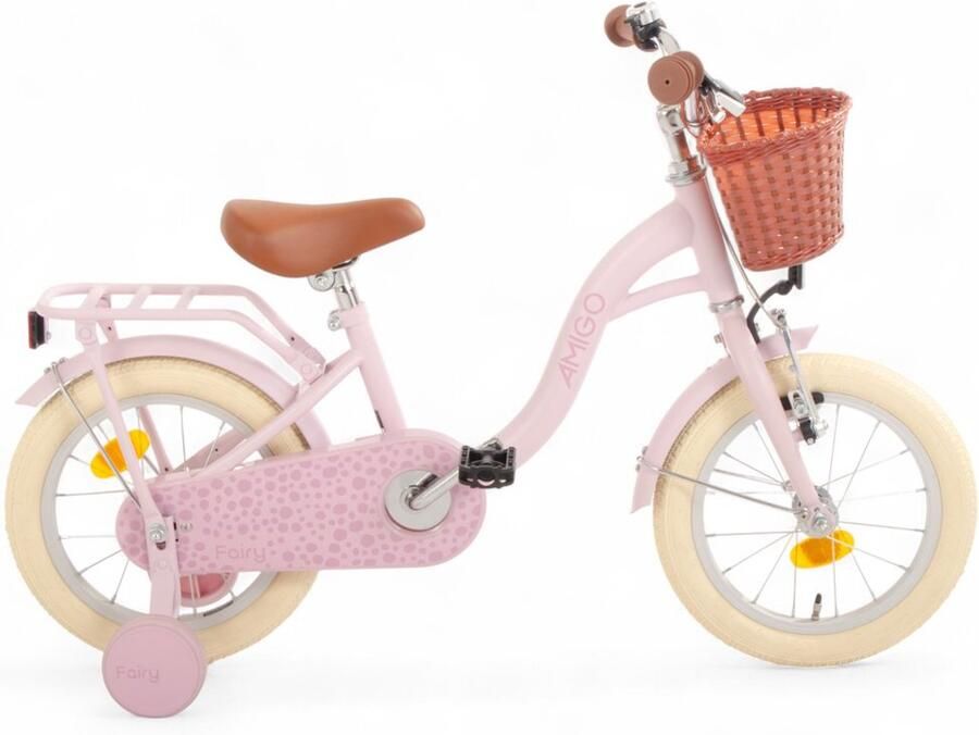 Amigo Fairy Kinderfiets Meisjesfiets 14 Inch Met Terugtraprem Met Zijwieltjes Roze - Foto 2