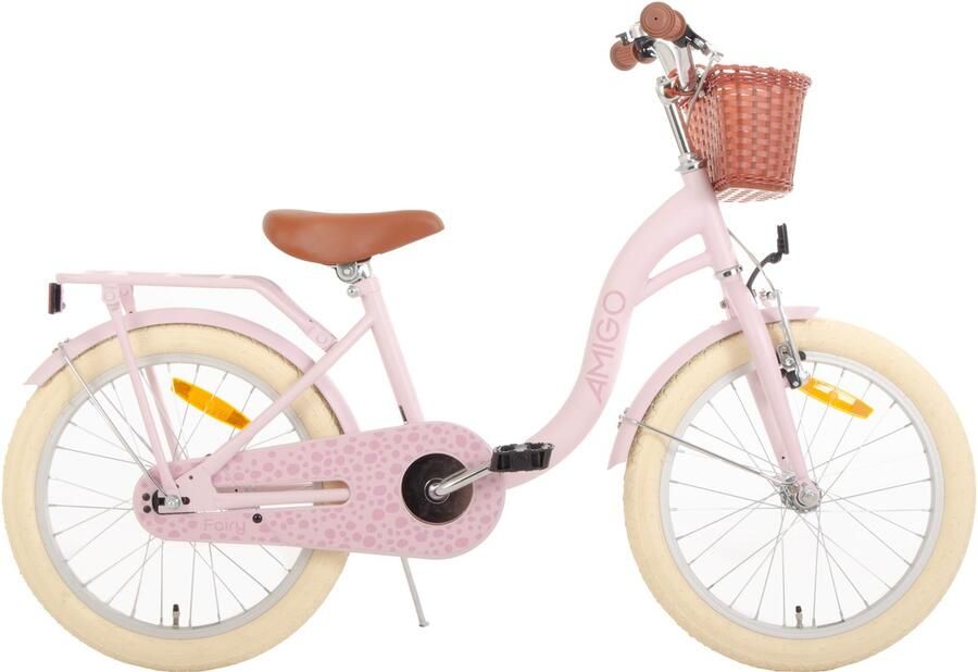 Amigo Fairy Meisjesfiets 18 Inch Kinderfiets voor 4 tot 6 Jaar 100-115 cm Roze met Zijwieltjes
