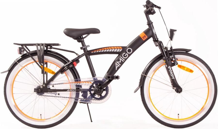 Amigo Roady Kinderfiets 20 Inch Jongensfiets Geschikt vanaf 6 tot 8 jaar Met Terugtraprem Zwart Oranje
