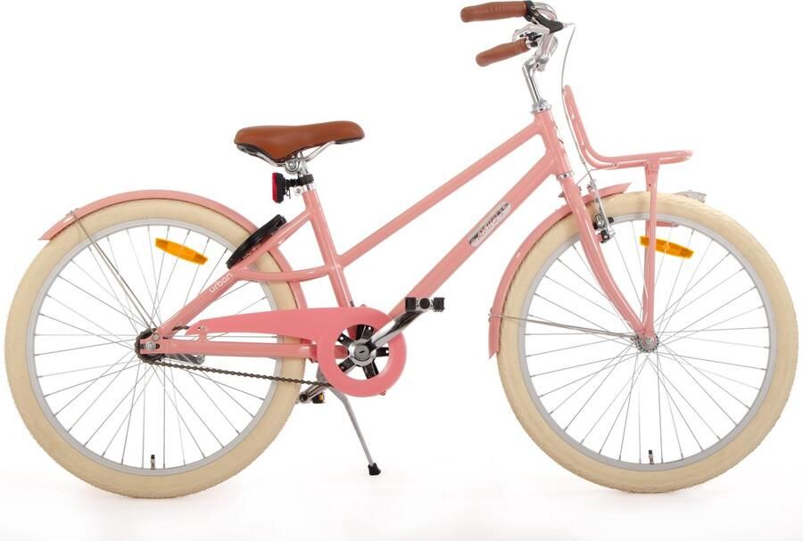 Amigo Urban Meisjesfiets 24 Inch Kinderfiets 35 cm Lichtgewicht Aluminium Met Terugtraprem en V-Brake Zalmroze