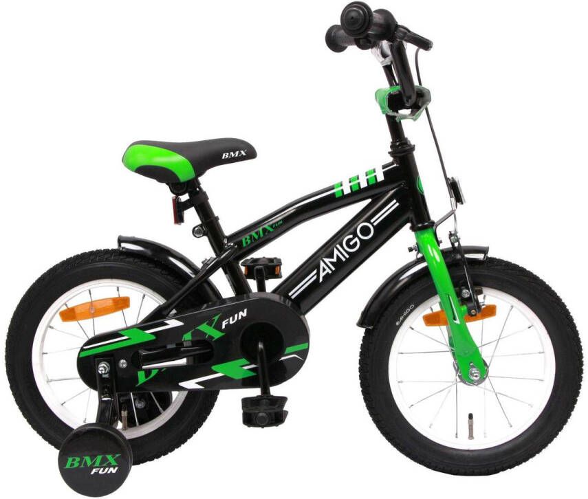 Amigo Bmx Fun s31 14 Inch 21 Cm Jongens Terugtraprem Groen matzwart