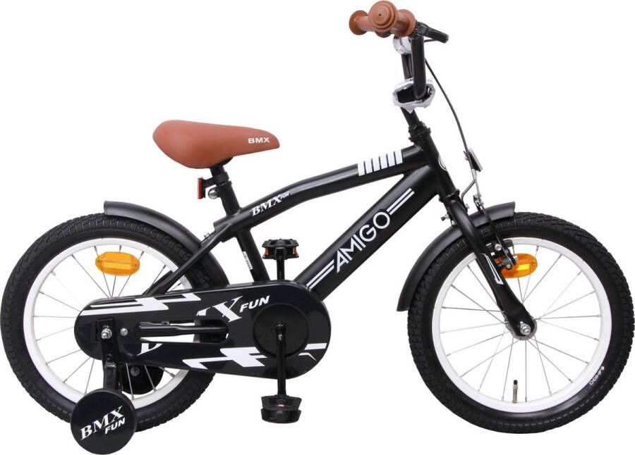Amigo Bmx Fun s24 16 Inch 28 Cm Jongens Terugtraprem Matzwart