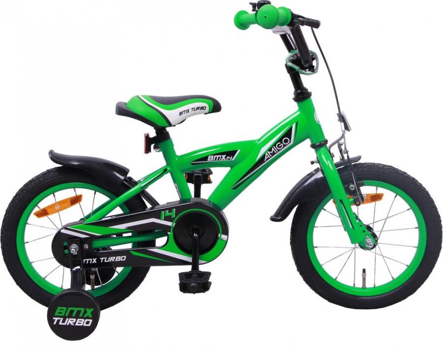 AMIGO BMX Turbo S11 14 Inch 21 cm Jongens Terugtraprem Groen