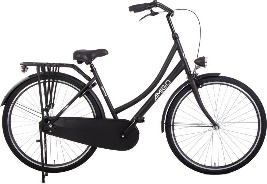 Amigo Cotton Omafiets 28 Inch Dames 50 cm Omafiets Dames Terugtraprem Matzwart