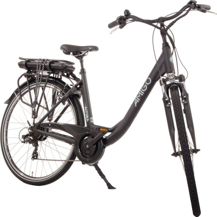 Amigo E-Altura D2 Elektrische Fiets E-bike 28 Inch 49 cm 7 Versnellingen V-Brakes 468Wh Accu Matzwart