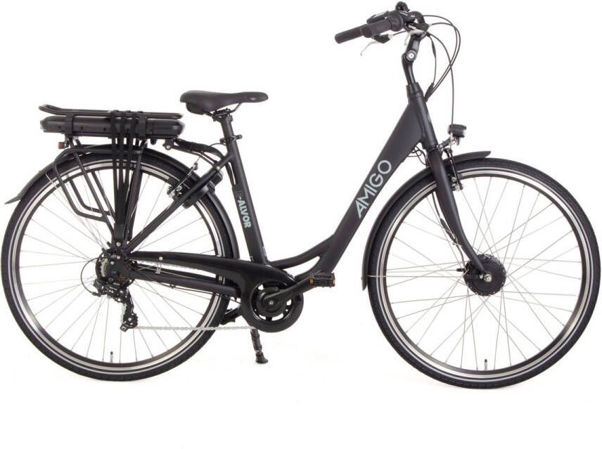 Amigo E-Alvor D1 Elektrische Fiets E-bike 28 Inch 50 cm Damesfiets 7 Versnellingen V-Brakes 536 Wh Accu Matzwart