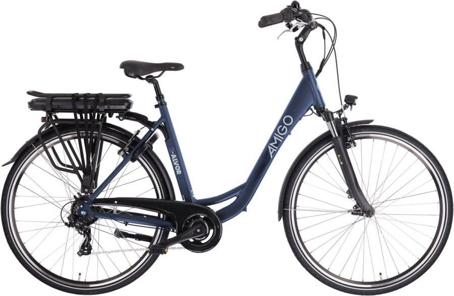Amigo E-Alvor D2 Elektrische Fiets E-bike 28 Inch 50 cm Damesfiets met 7 Versnellingen V-Brakes 536 Wh Accu Matblauw