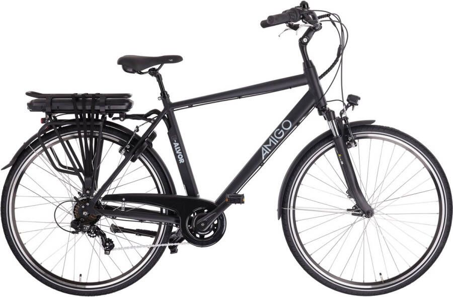 Amigo E-Alvor D2 Elektrische Fiets E-bike 28 Inch 53 cm Herenfiets met 7 Versnellingen V-Brakes 536 Wh Accu Matzwart