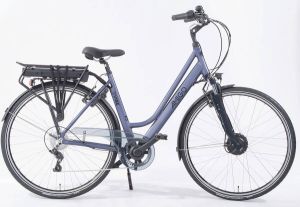 Amigo E-City S1 Elektrische Stadsfiets voor dames 28 Inch 48 cm 7 Versnellignen Blauwgrijs