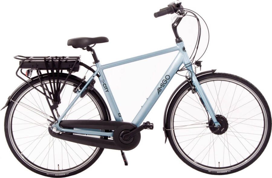 Amigo E-City S1 Elektrische Stadsfiets voor Heren 28 Inch 54 cm 3 Versnellingen Matblauw