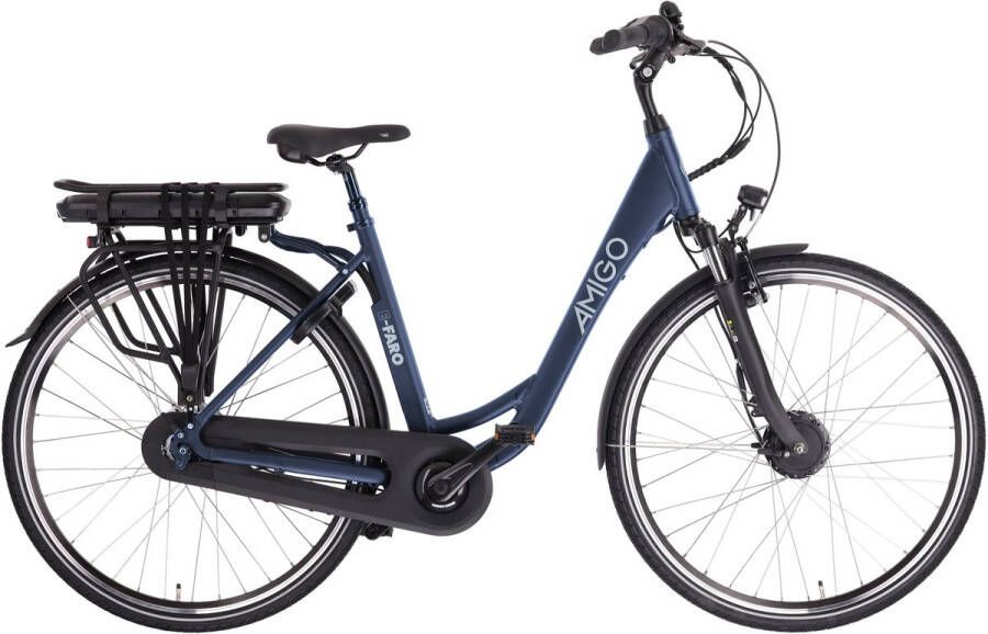 Amigo E-Faro S2 Elektrische Fiets E-bike 28 Inch Damesfiets 53 cm 7 Versnellingen Rollerbrakes 536Wh Accu Matblauw