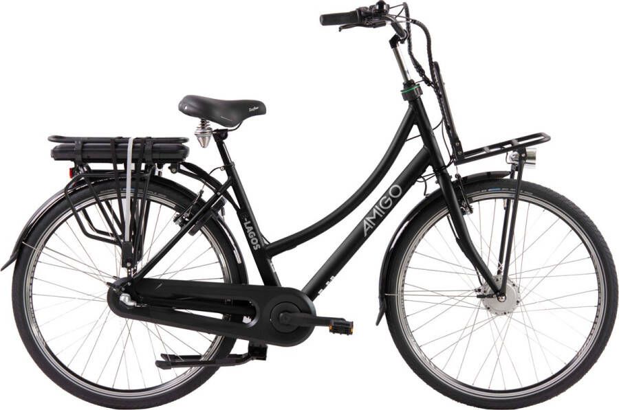 Amigo E-Lagos T2 Elektrische Fiets E-bike 28 Inch 50 cm 3 Versnellingen V-Brakes Matzwart