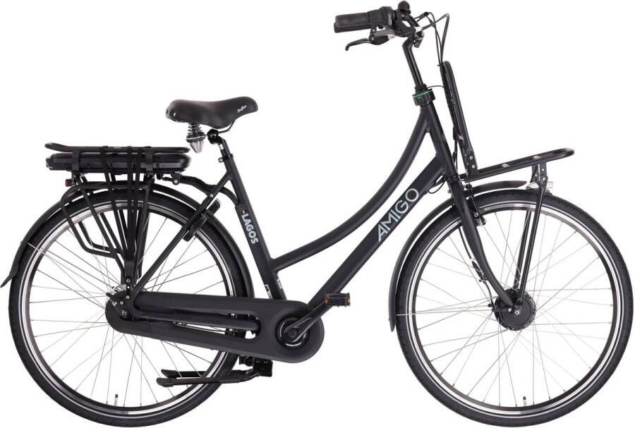 Amigo E-Lagos T3 Elektrische Fiets E-bike 28 Inch 50 cm Damesfiets 7 Versnellingen Rollerbrake 536 Wh Matzwart