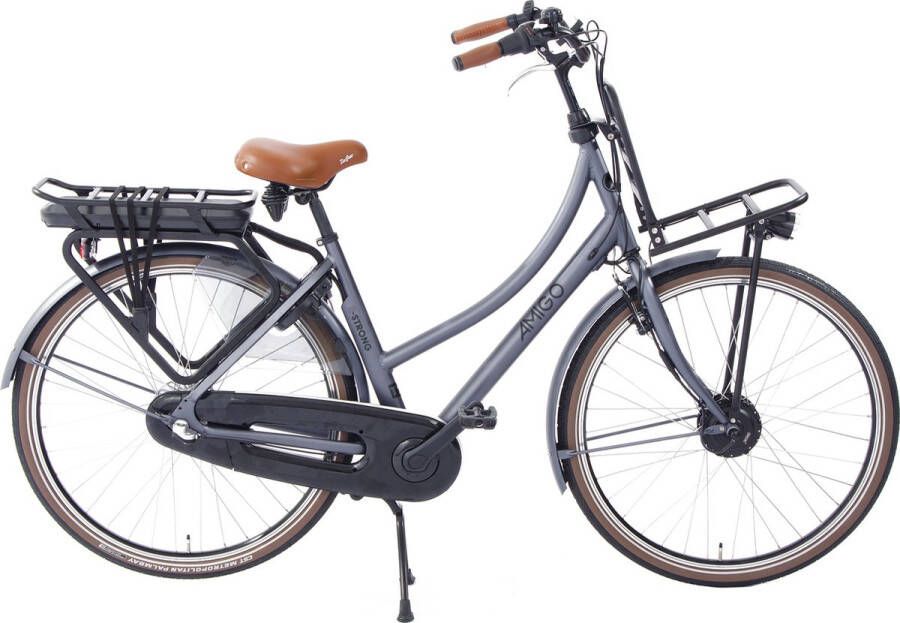 Amigo E-Strong T2 Elektrische transportfiets voor dames Met 3 versnellingen Matgrijs