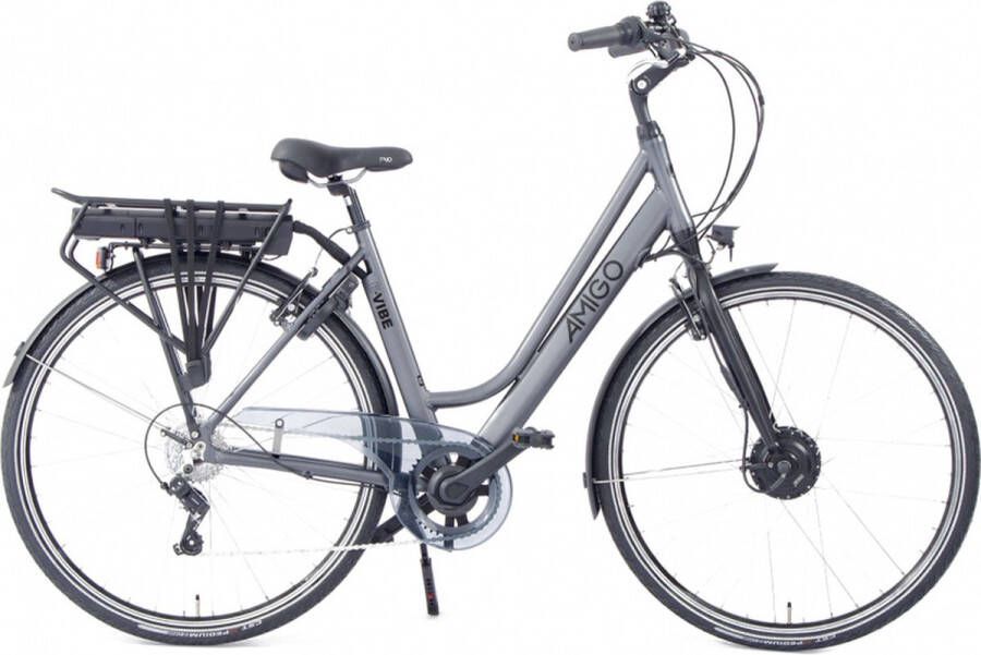 Amigo E-Vibe D1 Elektrische stadsfiets voor dames 7 versnellingen 418wh Accu Actieradius tot 109 km Matgrijs