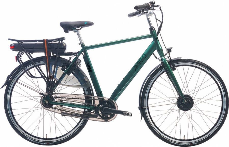 Amigo E-Vibe S2 Elektrische stadsfiets voor heren Met 7 versnellingen Donkergroen