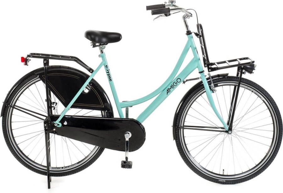 Amigo Eclypse Transportfiets 28 inch Omafiets met voordrager Turquoise Zwart