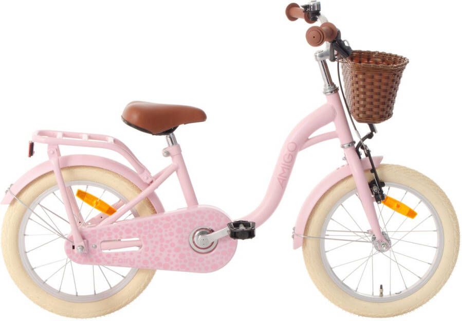 Amigo Fairy Meisjesfiets 18 Inch Kinderfiets voor 4 tot 6 Jaar 100-115 cm Roze met Zijwieltjes