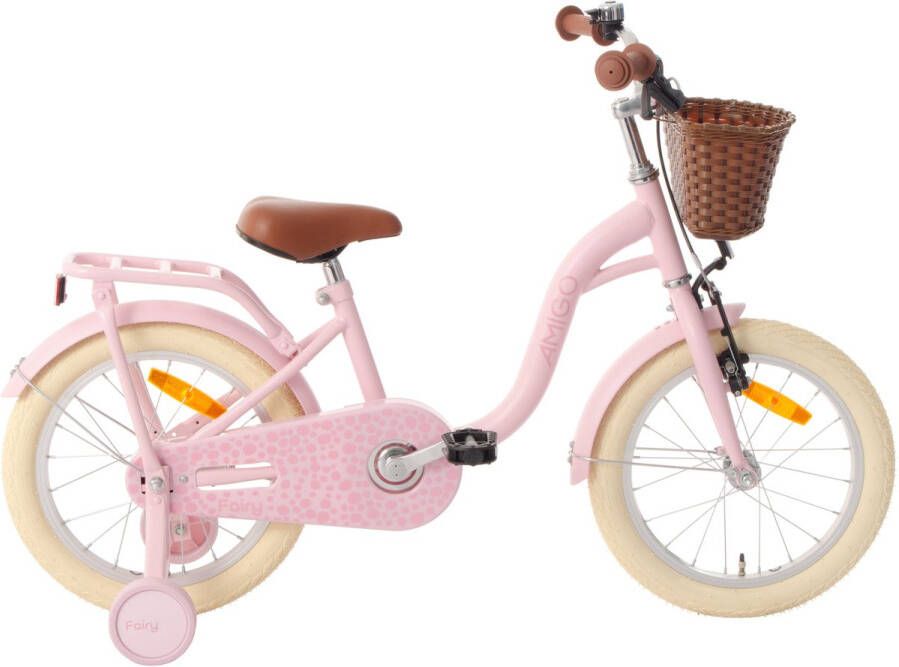 Amigo Fairy Meisjesfiets 18 Inch Kinderfiets voor 4 tot 6 Jaar 100-115 cm Roze met Zijwieltjes