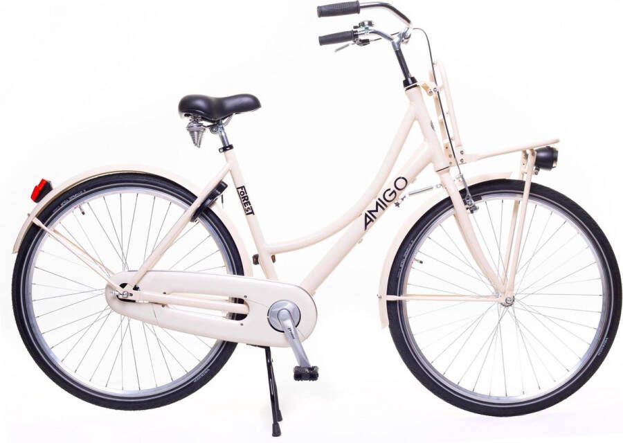 Amigo Forest Transportfiets 28 inch Damesfiets met voordrager Crème