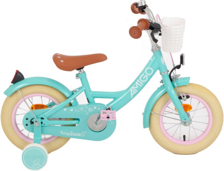 Amigo Perfect Meisjesfiets Kinderfiets voor Meisjes 12 Inch 21 cm Terugtraprem Turquoise - Foto 1