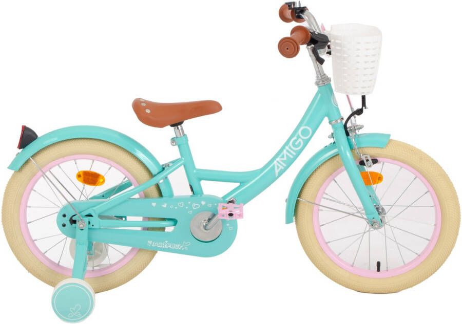 Amigo Perfect Meisjesfiets Kinderfiets voor Meisjes 16 Inch 23 5 cm Terugtraprem Turquoise - Foto 1