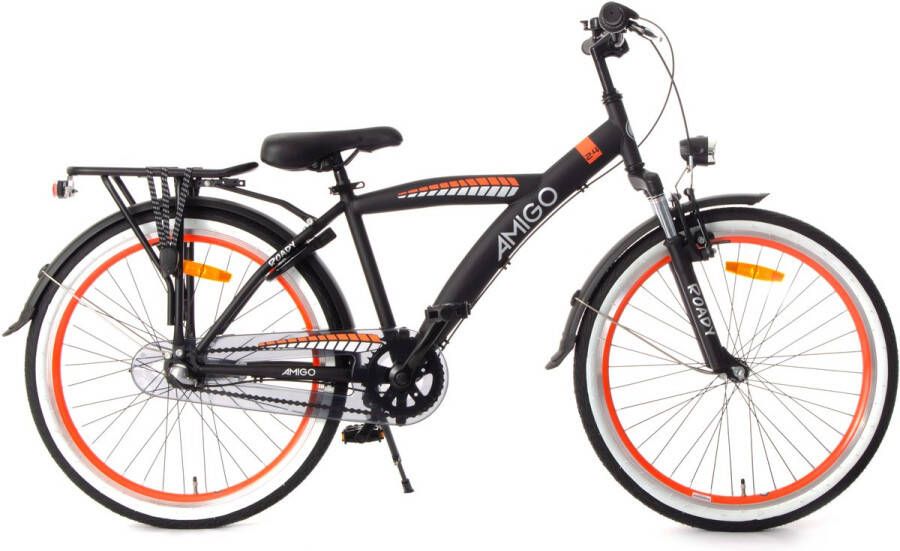 Amigo Roady Kinderfiets 26 Inch Jongensfiets Geschikt vanaf 10 tot 14 jaar 3 Versnellingen Zwart Oranje