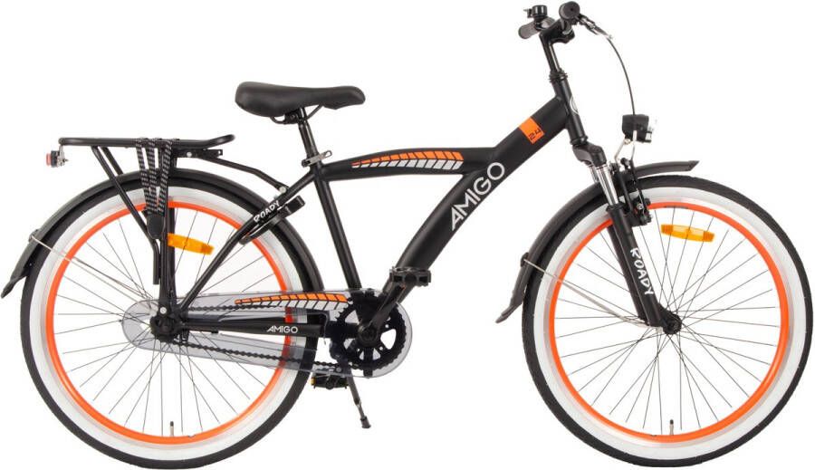 Amigo Roady Kinderfiets 26 Inch Jongensfiets Geschikt vanaf 10 tot 14 jaar Met Terugtraprem Zwart Oranje