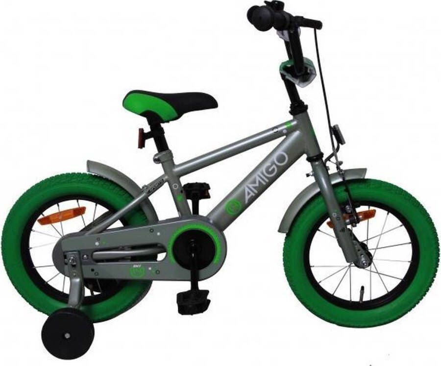 AMIGO Sports S3 14 Inch 22 cm Jongens Terugtraprem Grijs Groen