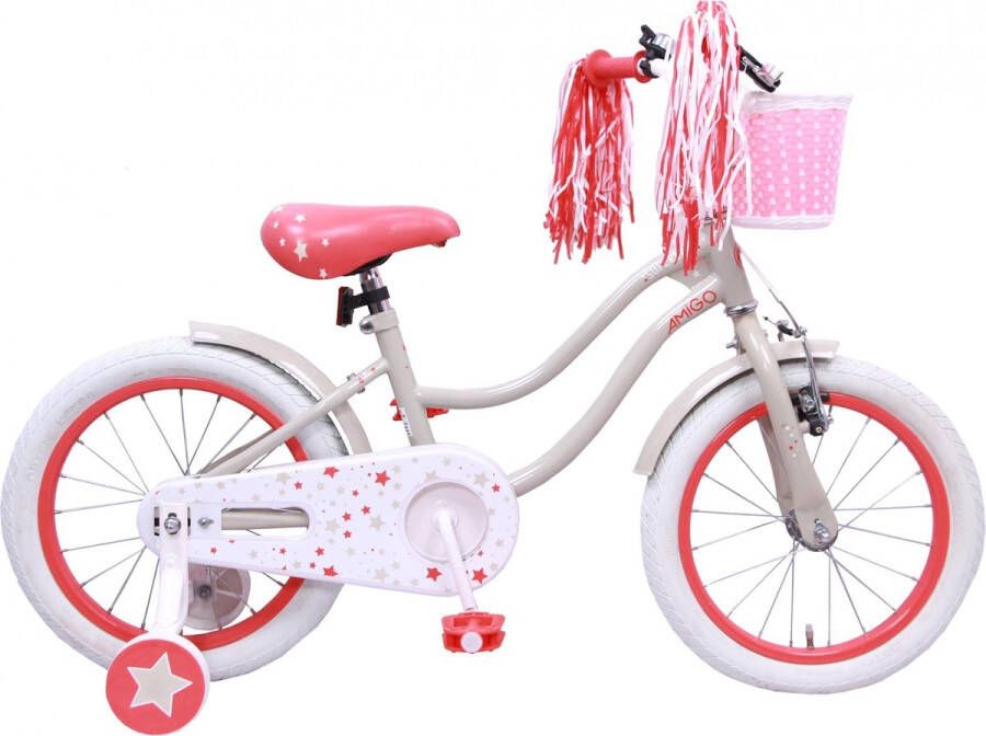 Amigo Superstar s2 16 Inch 22 Cm Meisjes Terugtraprem Crème