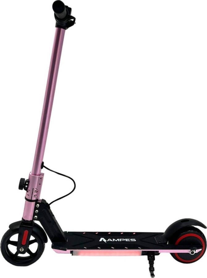 Ampes Elektrische Step voor Kinderen Bereik tot 10KM 16KM H Krachtige 150W Motor Compact inklapbaar 7 Inch Anti-Lek Banden Inclusief LED Verlichting Roze