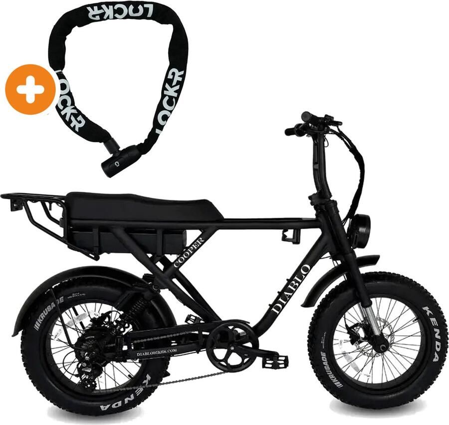 Diablo Cooper – Elektrische Fatbike E-Bike – Nieuw Model – Zwart – 250W Motor – Max 25 km u – 7 Versnellingen – Hydraulische Rem
