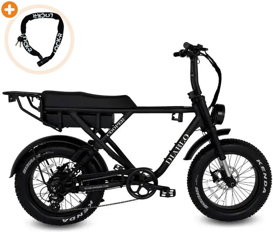 Diablo Cooper – Elektrische Fatbike E-Bike – Nieuw Model – Zwart – 250W Motor – Max 25 km u – 7 Versnellingen – Hydraulische Rem - Foto 2