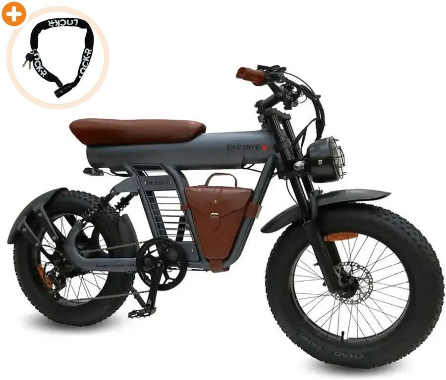 Diablo Fat Boy – Elektrische Fatbike E-Bike – Nieuw Model – Grijs – 250W Motor – Max 25 km u – 7 Versnellingen – Hydraulische Remmen