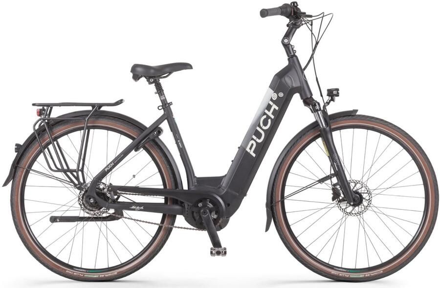 Anroc Puch E-Maxi S+ Active Plus 500 Elektrische Fiets Mat Zwart Accu 500Wh 250W Bosch Middenmotor Shi o Nexus 8 Versnellingen Hydraulische Rem