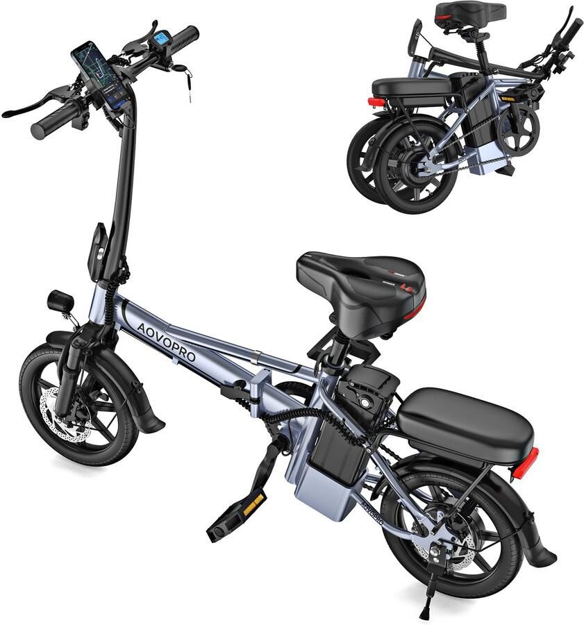 AOVOPRO E14 Elektrische Step – 25 km u – 48V10.4AH – Tot 30 km – 14” Massieve Banden – Dubbele Vering – Vouwbaar – Met App