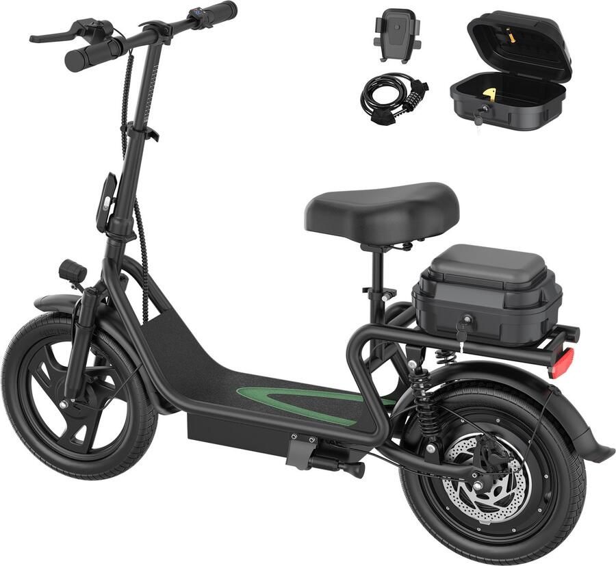 AOVOPRO ESBS PROXB Elektrische Step met Zadel en Opbergbox – 500W Motor – 48V 22.5Ah Batterij – Actieradius tot 64 km – 14 Inch Luchtbanden – LCD Display – Opvouwbare E-Step